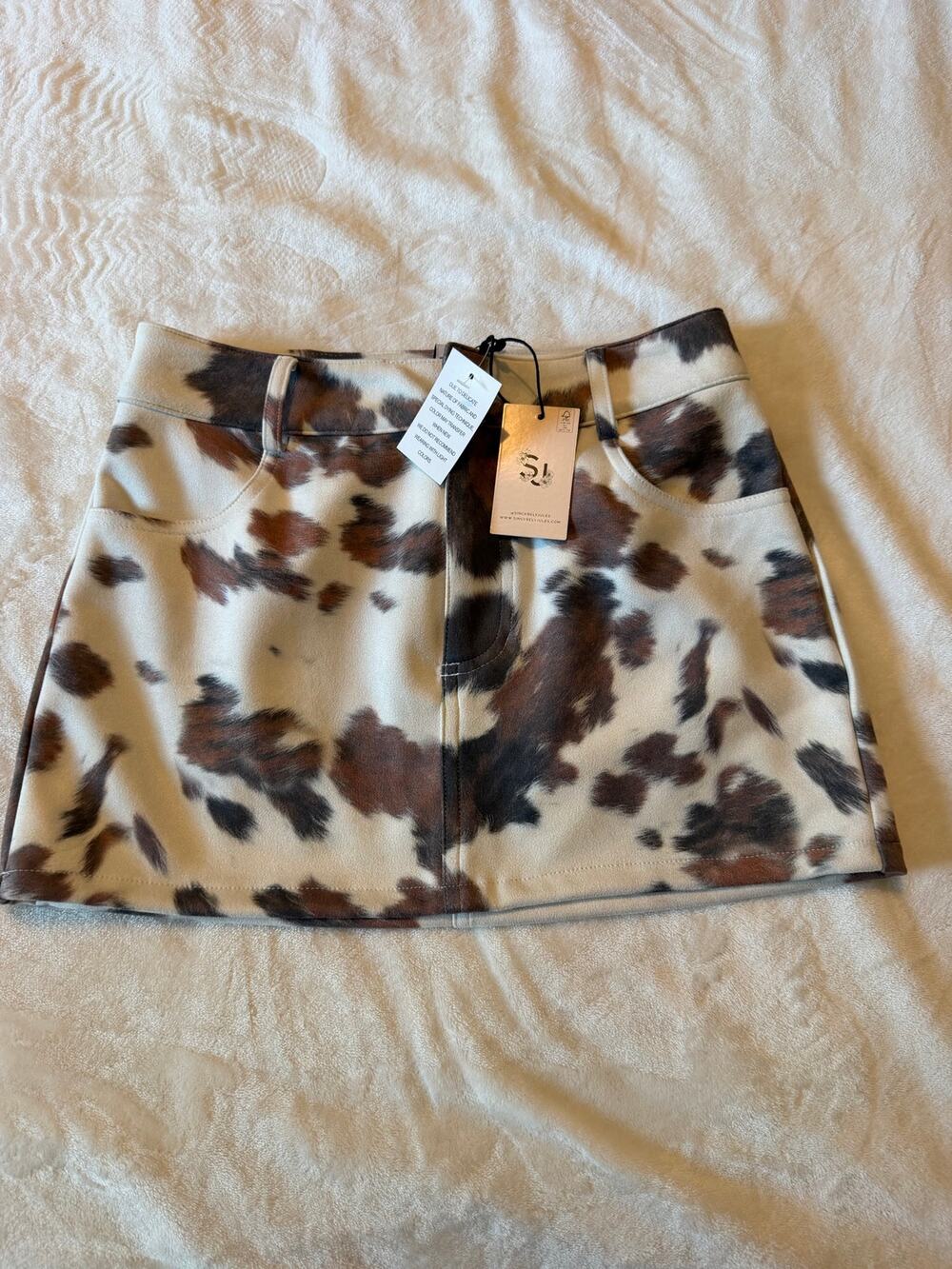 Sincerely Jules Suede Mini Skirt Cow Print NWT Women S Cowgirl Festival Country